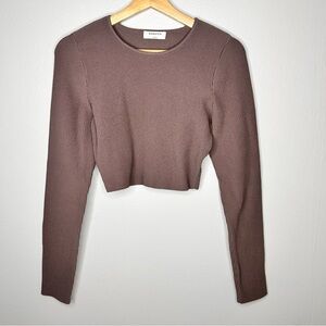 Aritzia Babaton Sculpt Knit Crew Cropped Longsleeve